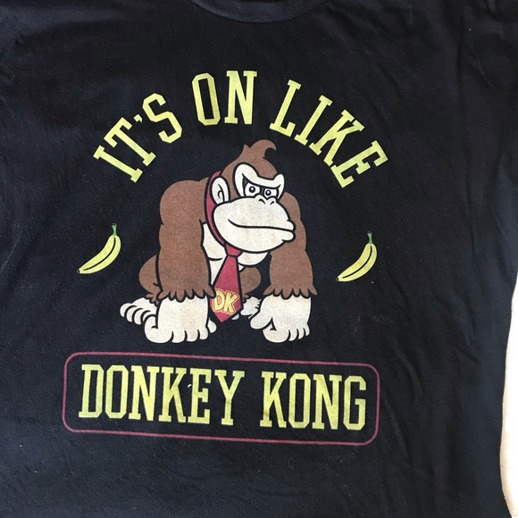 DONKEY KONG Women’s Tee Super Mario T-Shirt L Video Game Clothes Black - Picture 2 of 6